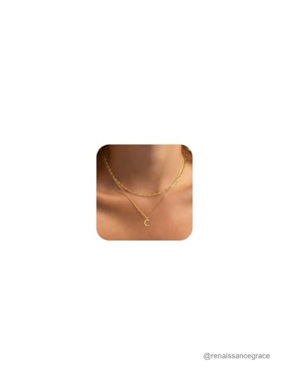 14K Gold Plated Dainty Layered Initial Pendant Necklace Set for Women